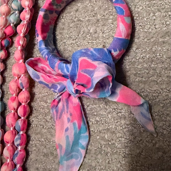Lilly Pulitzer Pink and Blue Fabric Necklace and Bracelet Set - Picture 4 of 4